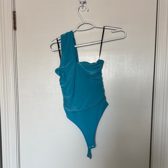NWT Forever 21-Teal One-Shoulder Bodysuit- size small - Picture 1 of 3
